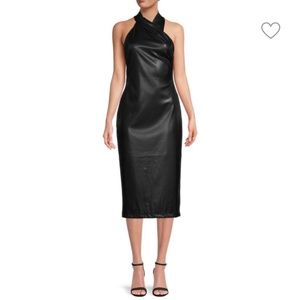 Faux Leather Midi Dress